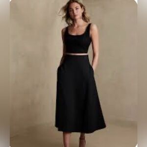 Banana Republic Poplin Black Maxi Skirt
